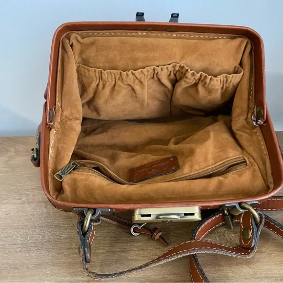 Patricia Nash Painted Floral Leather Satchel with Lock and Key - Picture 12 of 16